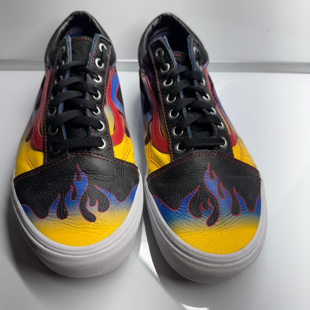 Vans Old Skool‎ Flames Racer Sneaker Canvas Leather Skate Shoes Mens Size 12